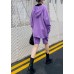Women's autumn plus size fashion knitted cardigan shorts purple two-piece