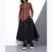 vintage black cotton oversize A line skirts fine pockets drawstring skir